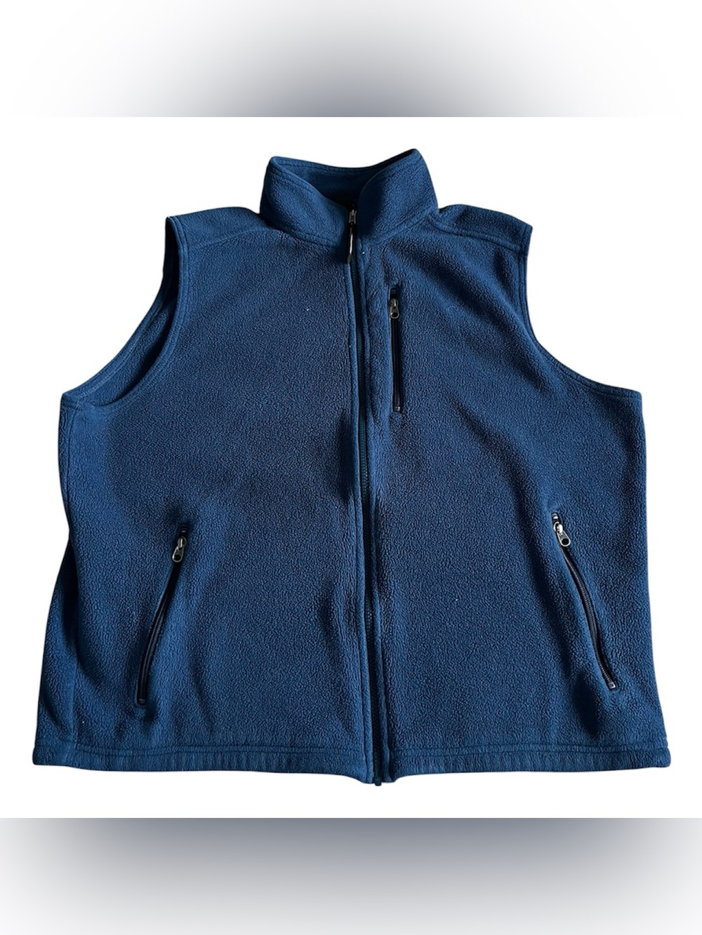 LL BEAN Vest Men's Blue Full Zip Fleece Sleeveless Outdoor Vintage Utility